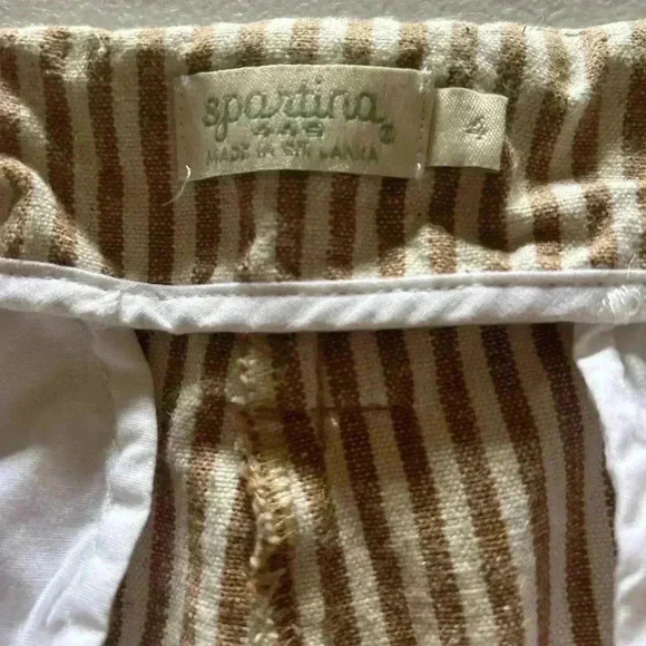 Spartina Cream & Tan Striped Pants. Size 4. Hemp, Organic Cotton. - Picture 6 of 8